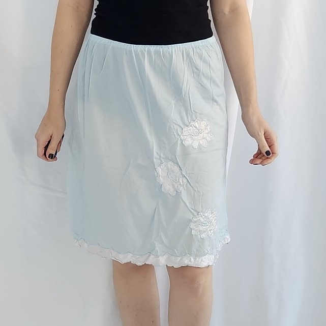 70s/80s Blue Floral Half Slip